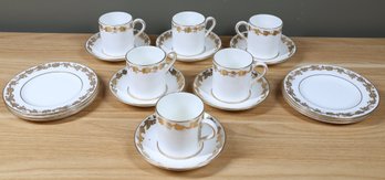 Wedgwood Whitehall White Rim Gold Leaf W4001 18 Pc Cups Saucers Plate