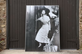 Aluminum-Framed Hanging Black & White Wall Print Of Woman On Train Photographer Lee Miller