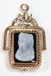 Antique Gold Hardstone Cameo Victorian Hair Locket Pendant For Necklace