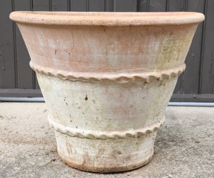 Large Rolled Rim Terracotta Planter Flower Pot Vintage