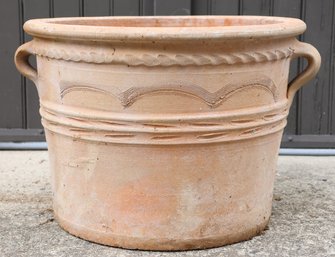 Large Handled Terracotta Planter Flower Pot Relief Vintage