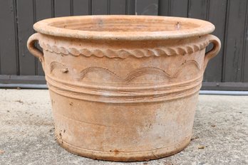 Large Handled Terracotta Planter Flower Pot Relief Vintage