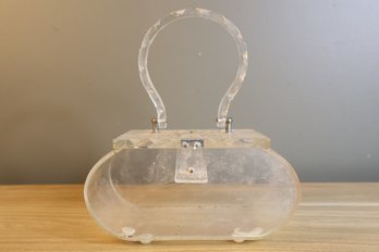 Vintage Carved Lucite Purse Handbag