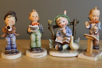 Lot 4 Vintage Hummel Figurines - Band Leader, Soloist, Trumpet Boy,