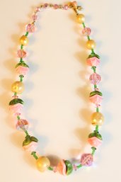 Vintage Vendome Glass Bead Rose Necklace