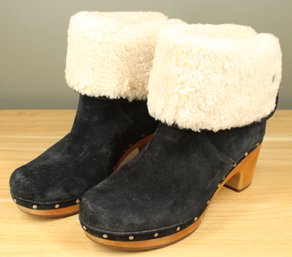 UGG Australia Lynnea Studded Fur Lined Black Leather Clog