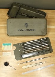 US Military Dental Instruments Metal Box Dentist First Aid Kit Army Red Cross Auto Skate Co. New York 35