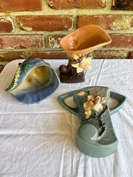 Roseville Lot Pottery Wall Pocket Vase Shell