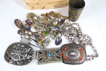 Lot Of Various Spoons  - Jewelry - Belt Buckles