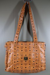 MCM Munchen Cognac Visetos Shoulder Bag Tote Purse Handbag