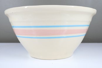 McCoy Pink Blue Stripe Stoneware Ovenware USA Mixing Bowl 10'