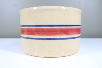 Roseville Pottery Stoneware Red Blue Stripe Bowl