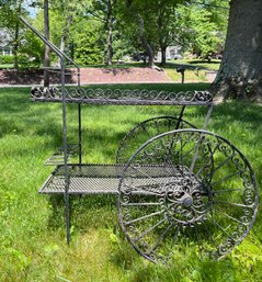 Antique/Vintage Wrought Iron Two Tier Garden Or Patio Serving Or Planter Cart