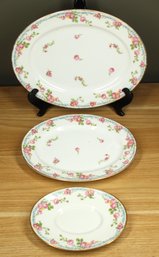 Set Of (3) Jean Pouyat Limoges France POY22 Pattern Serving Platters Trays Dishes