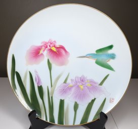 Antique Fukagawa Porcelain Iris Plate Japan