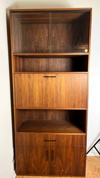 Mid-Century Walnut Free Standing Wall Unit Shelf Cabinet