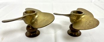 Vintage Brass Propeller Candle Candlestick Holder