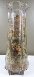 Large Glass Decoupage Vase