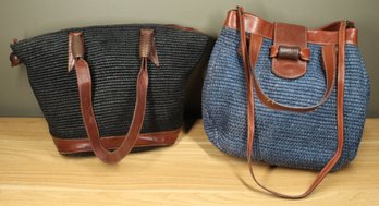 Pair Of Alfredo Picchi Woven Purses Black And Blue Shoulder Bag Handbag Italy