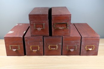 7 Antique Oak Wooden Storage Boxes, Dovetail Jointing.