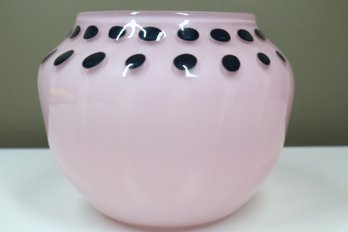 Signed Pink Studio Art Glass Vase 1989