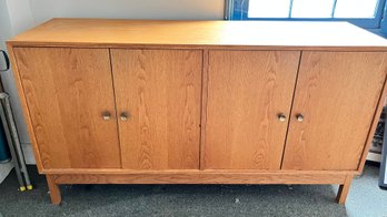 Vintage Light Wood Oak MCM Console Cabinet