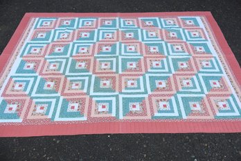 Handmade Log Cabin Quilt 8.5' X 6'