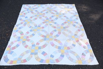 Vintage Wedding Ring Handmade Quilt  5.5' X 6.6'