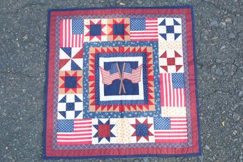 Signed  L Leonard '2001'  Hand Made Patriotic Quilt