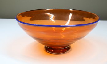 Ed Francis Off Center Studio Art Glass Bowl 1993