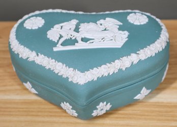 Wedgwood Jasperware Heart Shaped Trinket Box Teal