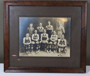 Pottstown Pennsylvania High School Basketball Team Vintage Photograph With Burl Frame