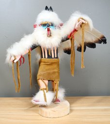 Handmade Carved Wooden Kachina Doll Statue Native American Eagle Dancer Signed C. James