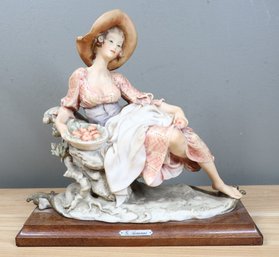 Giuseppe Armani Porcelain Sculpture Woman With Basket Of Apples