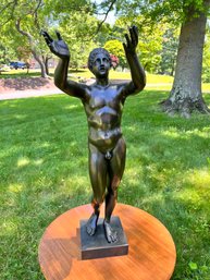 The Praying Boy 'Berlin Adorant' Tall Bronze Male Nude Statue