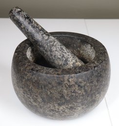 Large Black Granite Mortar And Pestle