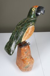 Vintage Carved Stone Parrot Sculpture