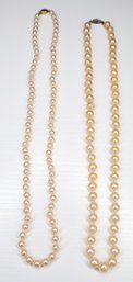 Sterling Pearl Clasp Lot Of (2) Pearl Necklaces Marvella