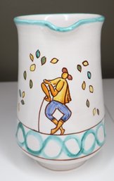 Italian Faience Glazed Pottery Pitcher