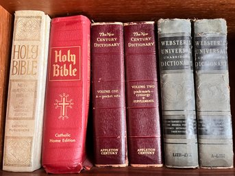Lot Books Old Webster Dictionary The New Century Dictionary, Holy Bibles