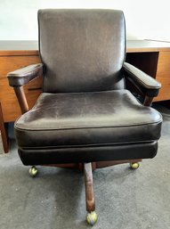 Vintage Leather Office Chair Rolling