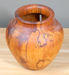 Hand-turned Black Birch Wood Vase Signed Tom Laser 1981 Natural Rustic