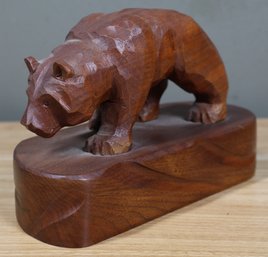 Carved Wooden Bear Statue Sculpture