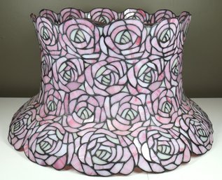 Large Leaded Stained Glass Rose Lamp Shade