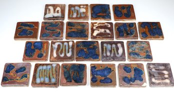 Lot Of (21) Glazed Art Pottery Tiles Abstract