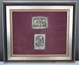 Hand Wrought Sterling Silver Plaques Boris Schatz Israel Framed