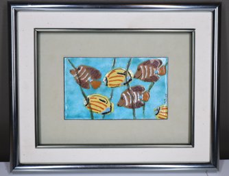 Carole & Don Schupp Enamel On Copper Tropical Fish Framed