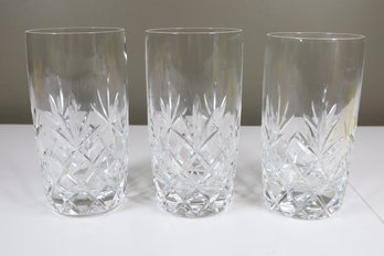 Set Of (3) Lenox Charleston Cut Glass Crystal Highball Glasses