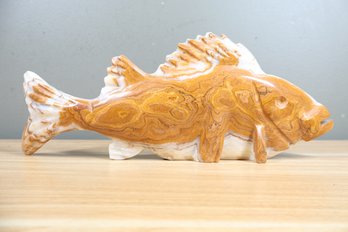 Hand Carved Stone Fish Sculpture