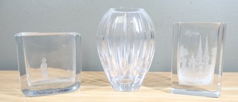 Lot Of (3) Crystal Vases - Prestige Samobor, Miller Rogaska